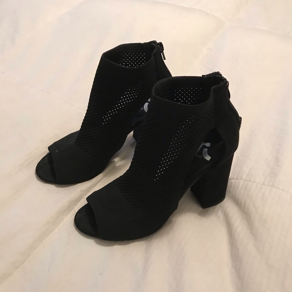 Black Ankle Mesh Heels